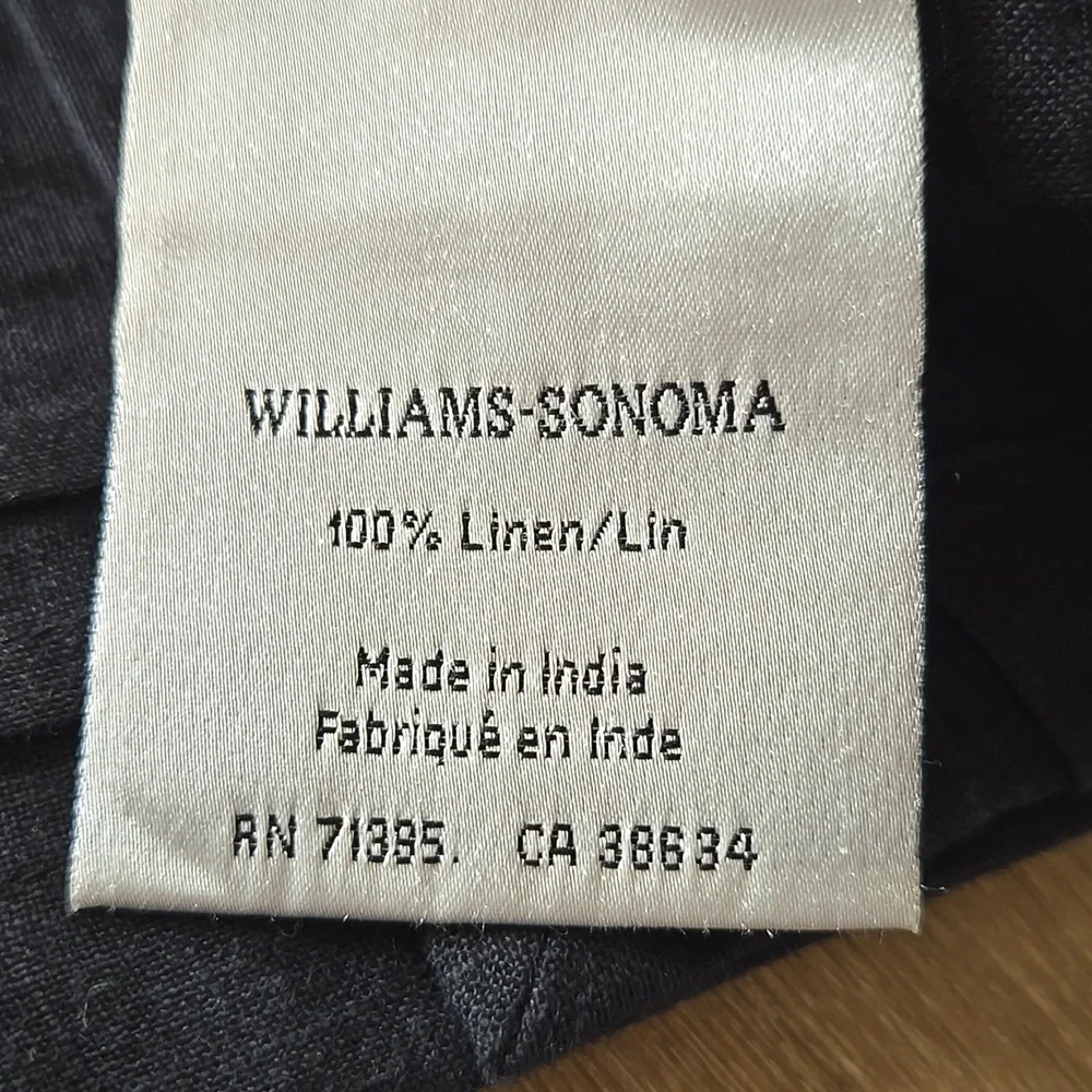 WILLIAM SONOMA Black Linen Table Runner